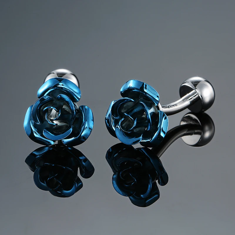 Men\'s French shirt cufflinks copper material red blue black rose cufflink Valentine\'s Day Wholesale of wedding accessories