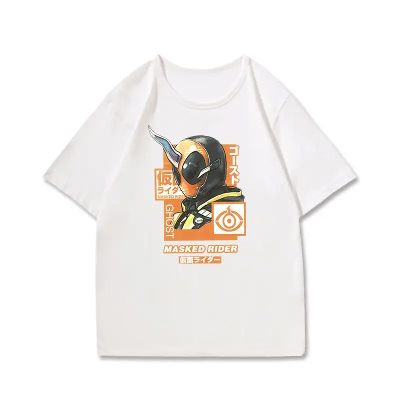 New Kamen Knight Shirt Retro Japanese Special Photo T-Shirt Masked Knight Pattern Short Sleeve Anime Style Streetwear 90s Style
