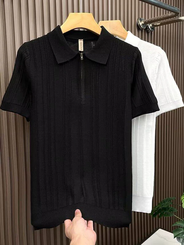 

Мужская трикотажная футболка с коротким рукавом и воротником, премиум-качество, для повседневной носки, летняя, с рукавом до локтя