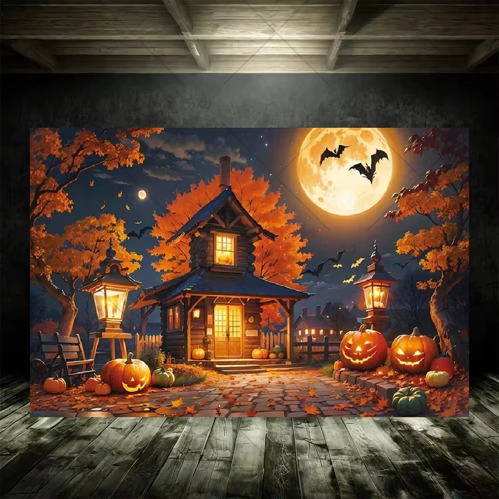 3D Printed Halloween Tapestry Bedroom Dormitory Holiday Party Atmosphere Decoration Hanging Cloth with Hanging Clip Included
