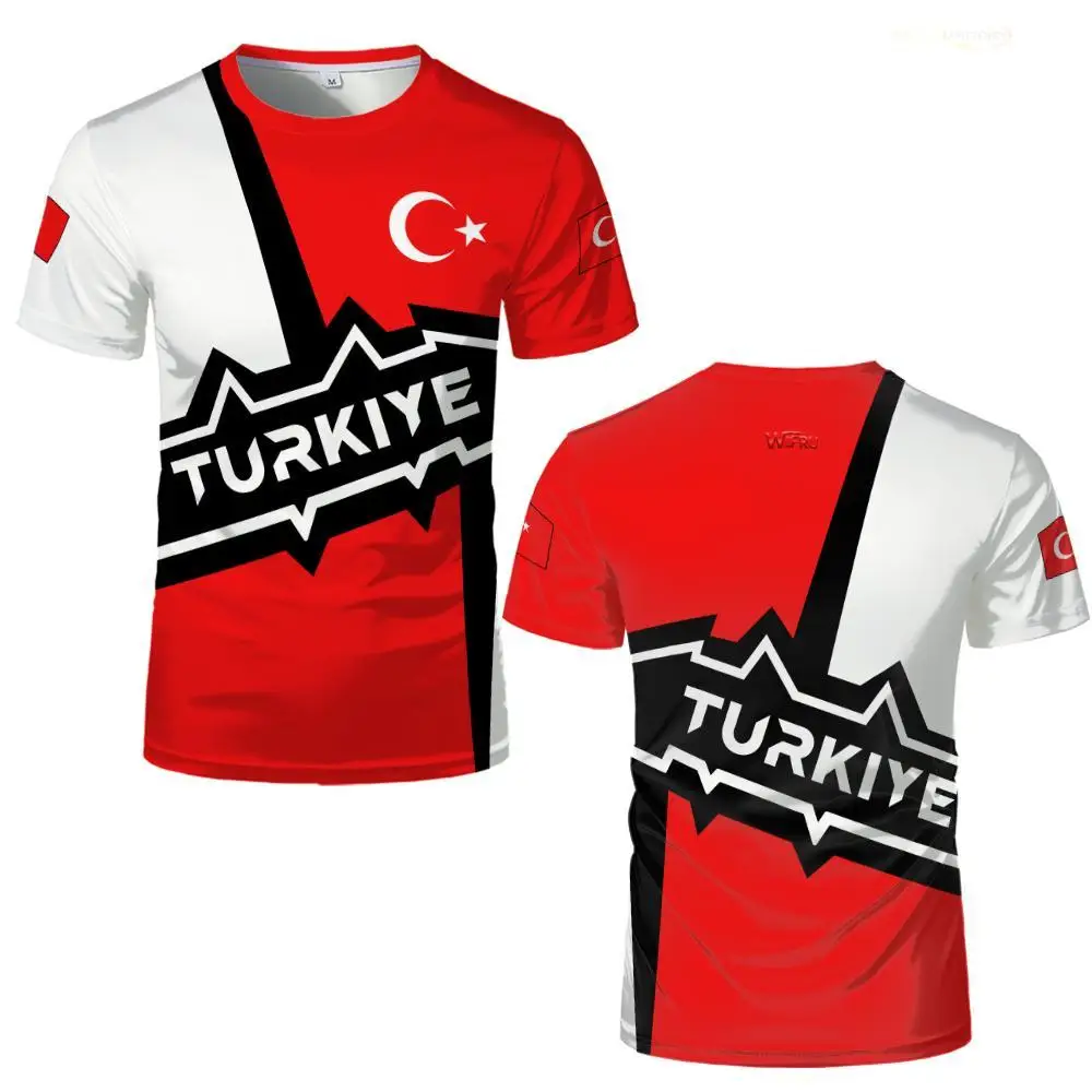 2026 New Turkish Flag 3D Printed Soccer Jersey Teenager Summer Breathable Quick-Drying T-Shirt Men's Outdoor Football Sports Top
