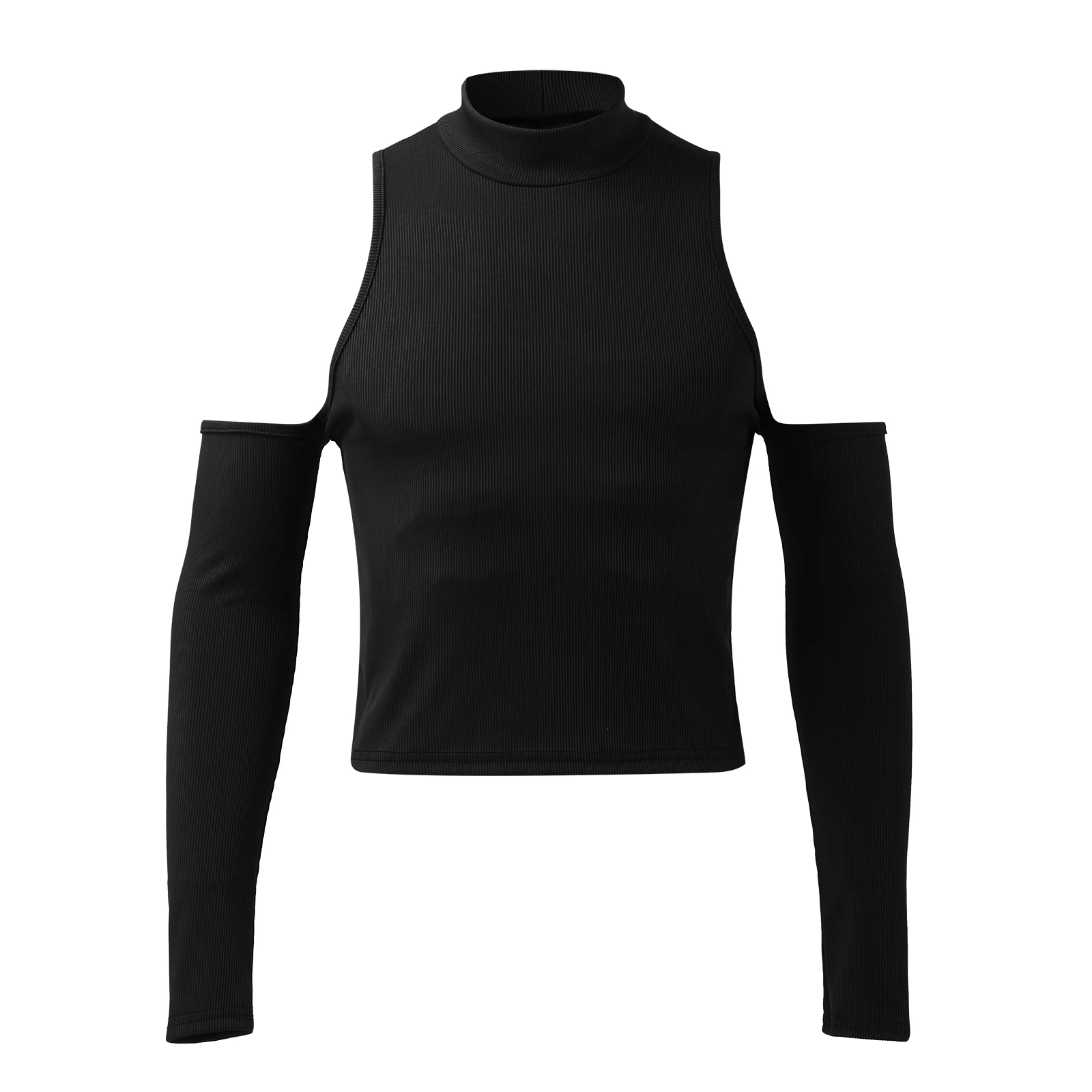 New Chic Men Hollow Out Long Sleeve T Shirt Casual Turtleneck