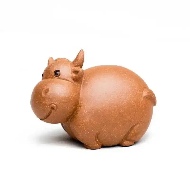 Tea Pet Cow Figurine Cartoon Cow Sculpture Tea supplies Hello Cow Tea table decorations