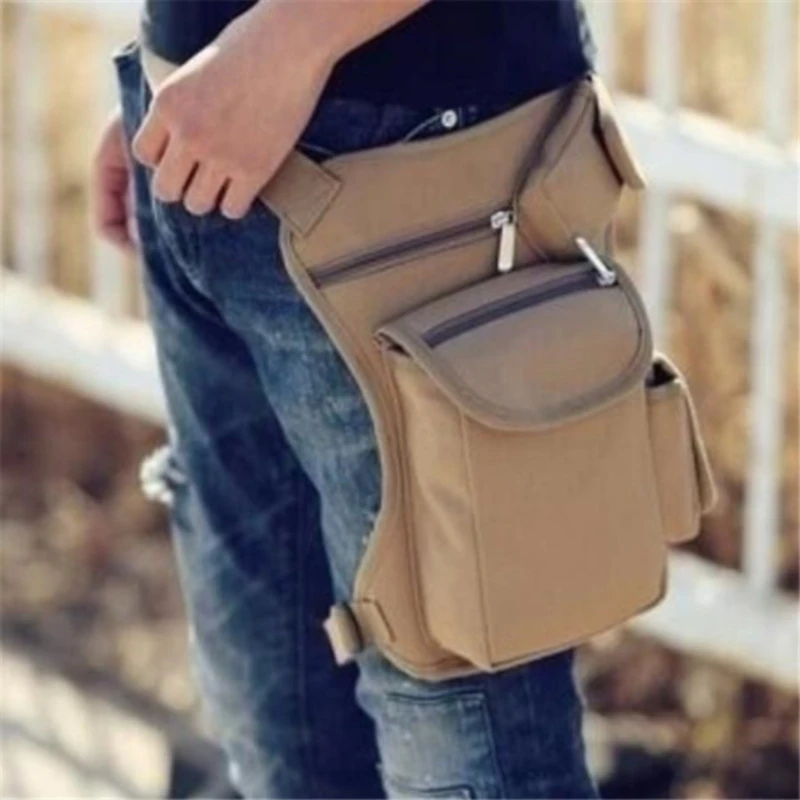 Male Canvas Drop Leg Bag Waist Bag Fanny Pack Belt Hip Bum Travel Multi-purpose Motorcycle Messenger Shoulder Bags