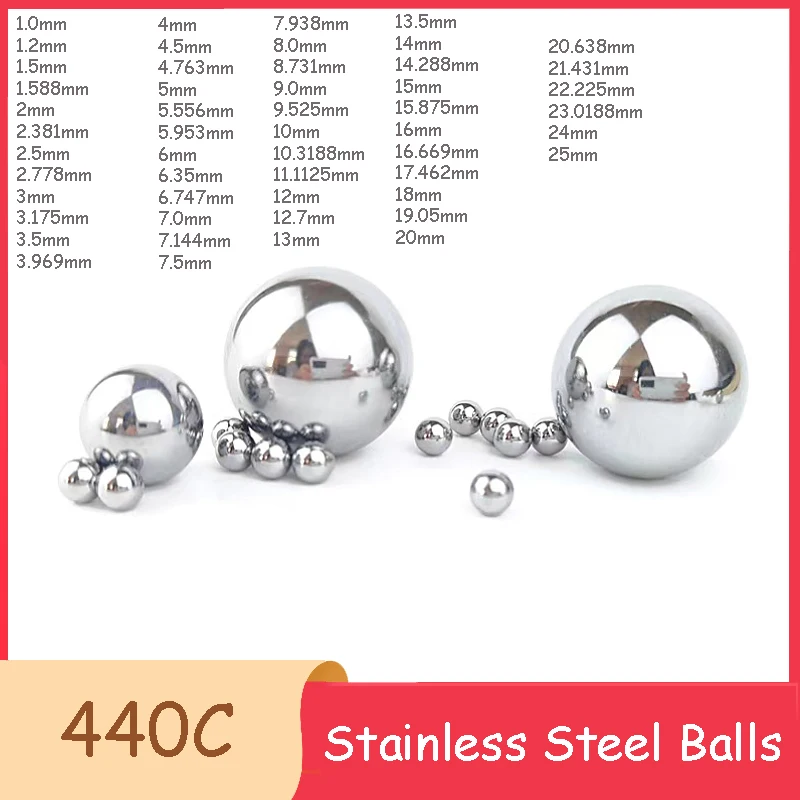 

1/10/50/100pcs 440C Stainless Steel Balls High Precision 1 1.2 1.5 2 ~25mm Solid Smooth Bearing Steel Ball Spherical Bead Ball