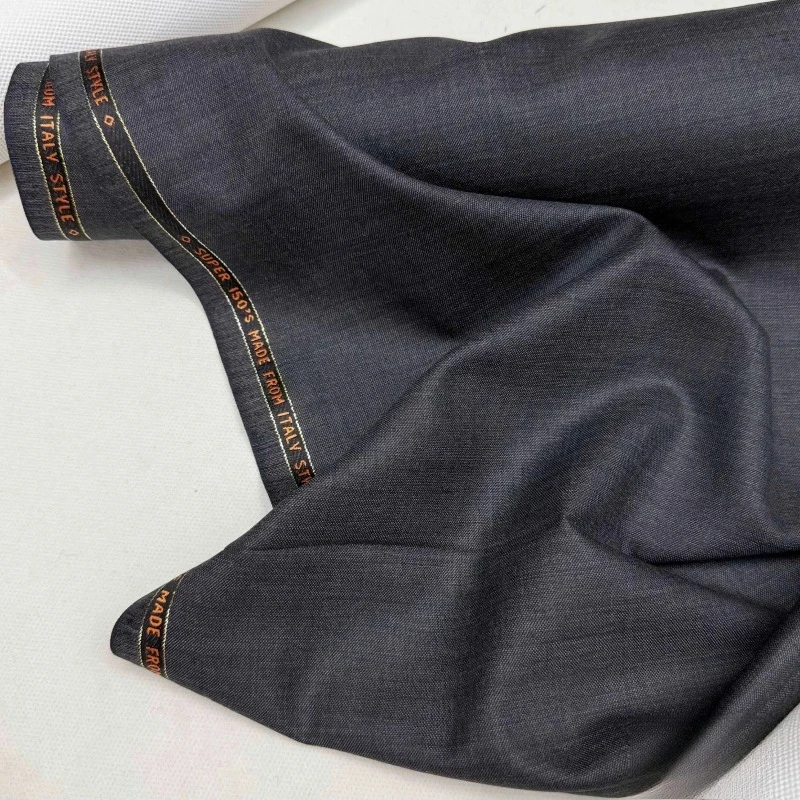 High Quality 150 Worsted Wool Viscose Blend Suit Fabric By Meter Crisp Drape Suit Pants Vest Cloth Black Dark Gray