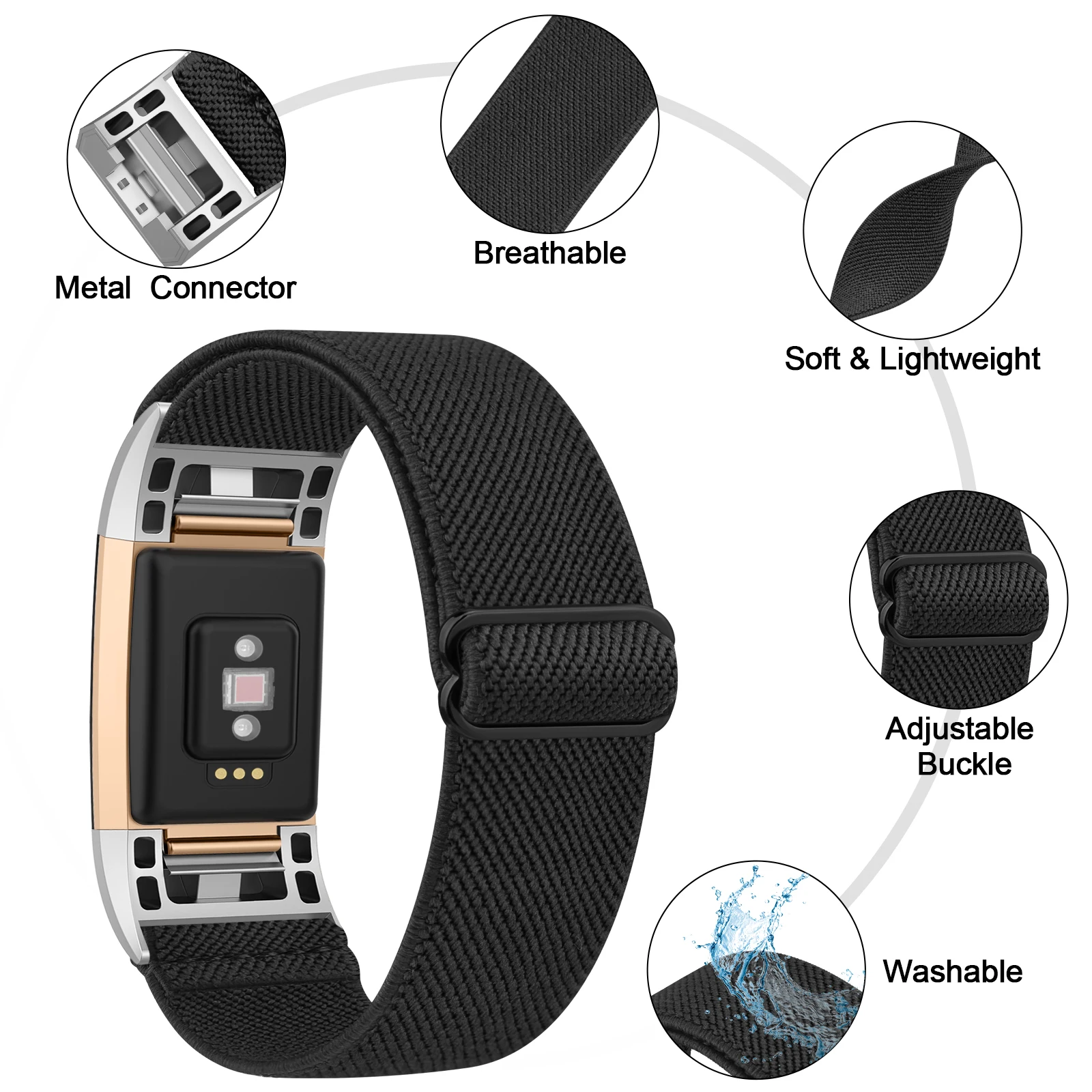 أحدث سوار نايلون مرن لـ Fitbit Charge 2 حزام سوار معصم قابل للتعديل لـ Fitbit Charge 2 حزام ساعة رياضية