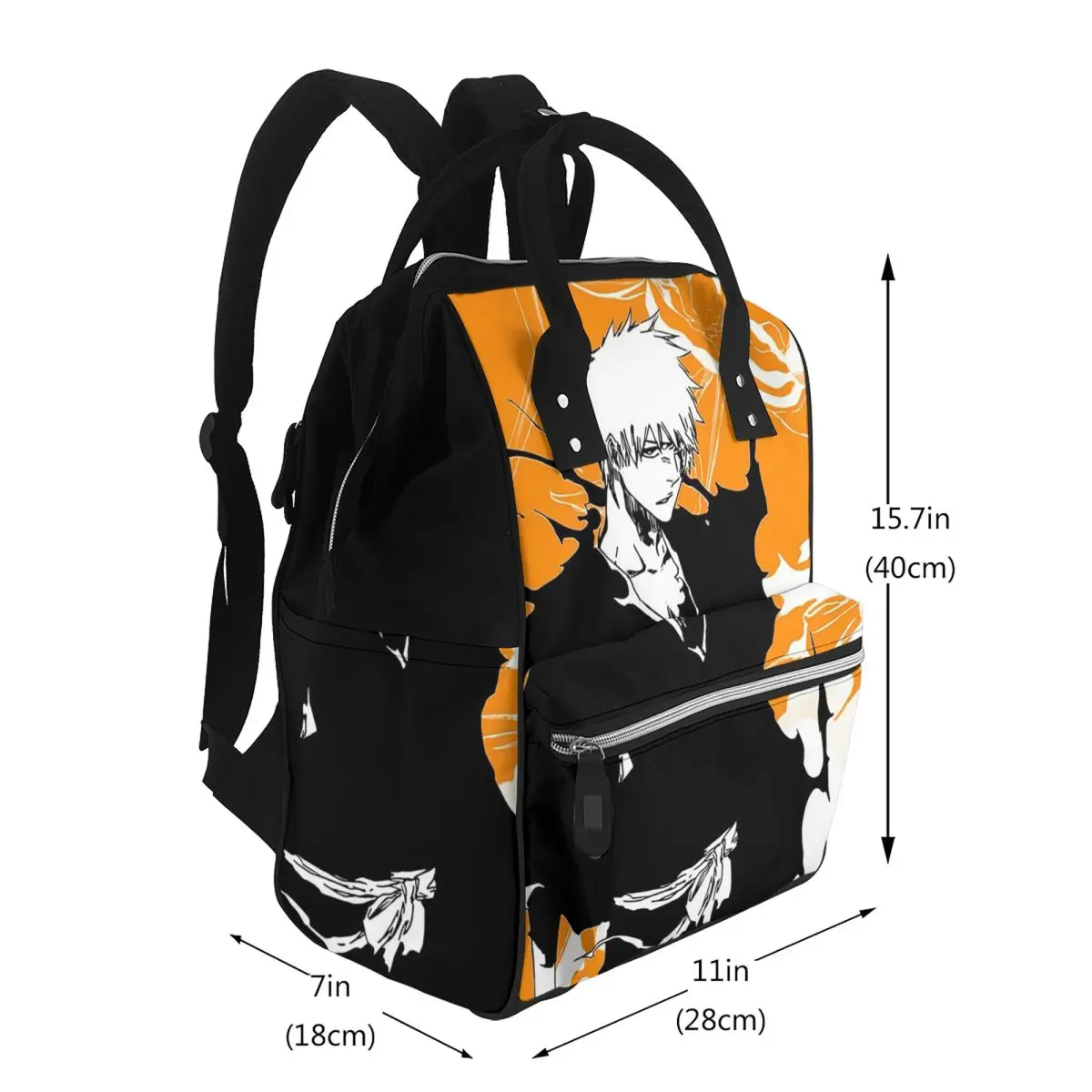 Orange Ichigo Kurosaki Anime Bleach Student Backpack School Bag Hiking Travel Daypack for Men Women Bookbag Shoulder Bags