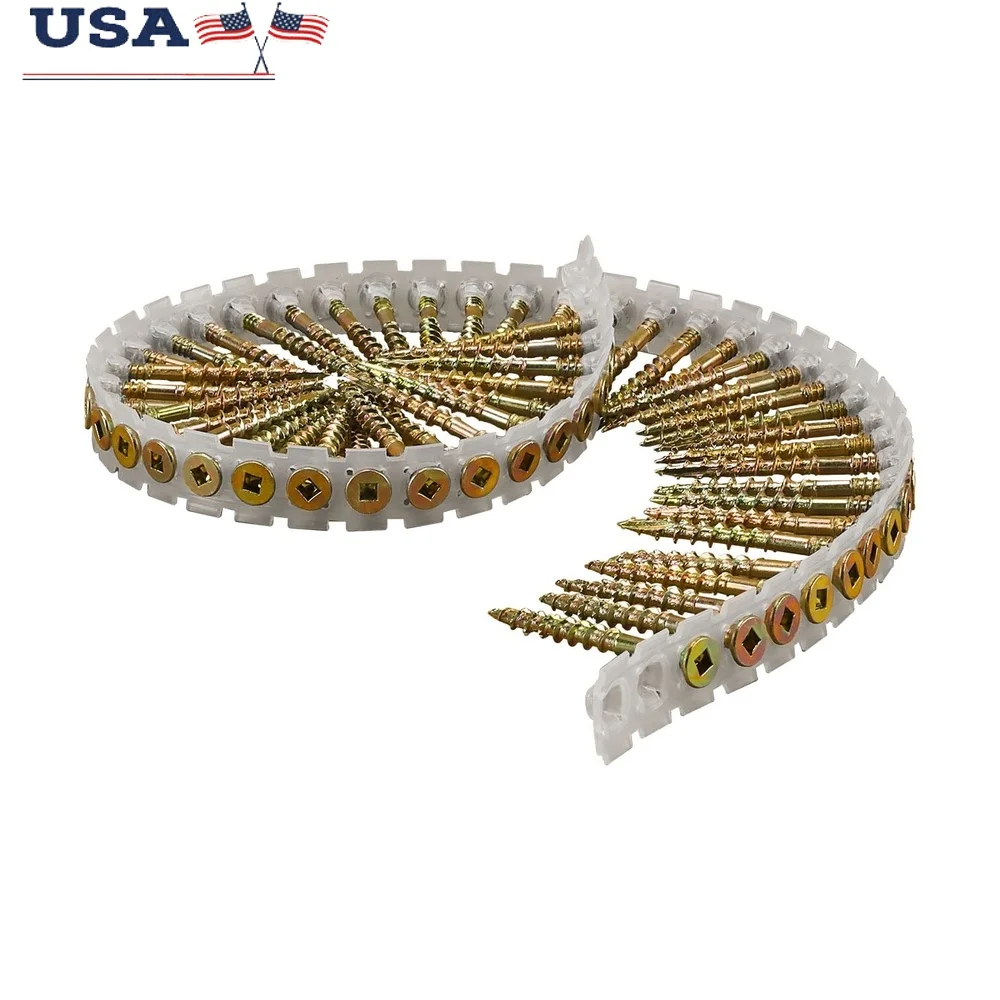 

Square Drive Bugle Head Subfloor to Wood Screws 1-3/4 Inch 1000 Count Steel Yellow Zinc Coated Rust Resistant Plastic Collated