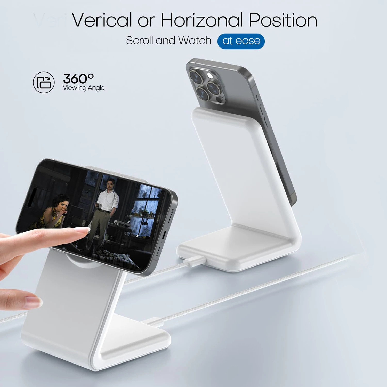 2 in 1 Wireless Charger Metal Shell Magnetic 15W Fast Charging Station Stand for iPhone 12-17 Mobile Phones Airpods Apple Watch