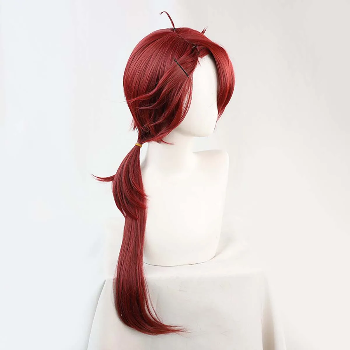 Men Promise of Wizard Cain Cosplay Wig Red Short Hair With Long Side Ponytail Heat Resistant Synthetic Hair For Halloween Party