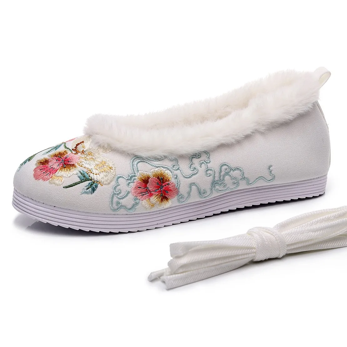 Women's Ancient Style Warm Embroidered Cotton Shoes Students Ancient Costume Cosplay Shoes Women