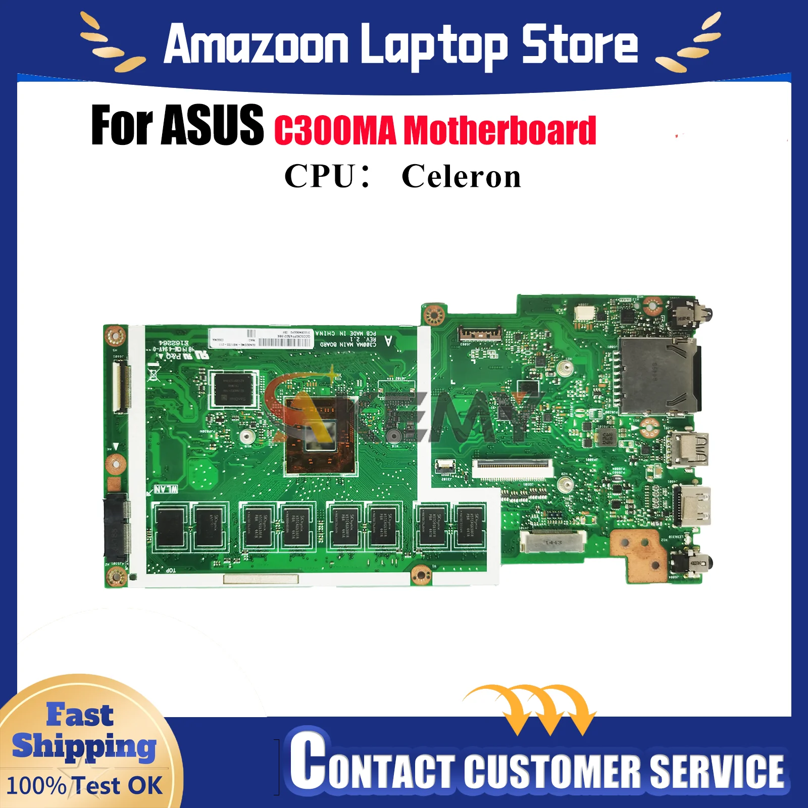 

Материнская плата C300MA для ноутбука ASUS Chromebook C300MA C300M, материнская плата для ноутбука с процессором Celeron, 100% тестирование, ОК, быстрая доставка, stk