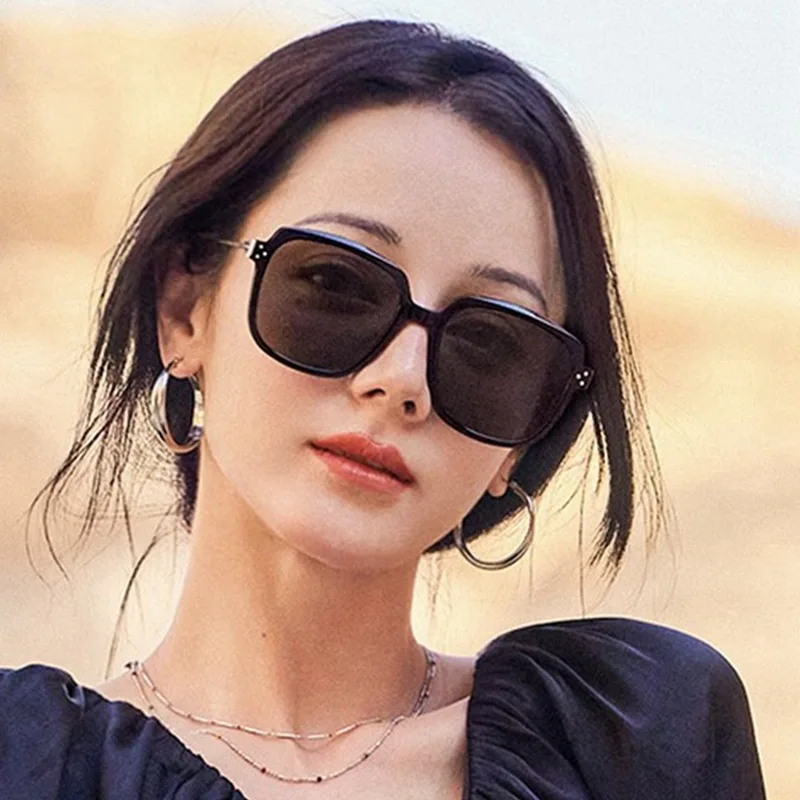 2024New Dilireba Same Style Sunglasses Women's High-Grade Big Frame Makes Face Look Smaller Driving Polarized Light Sun Glasses