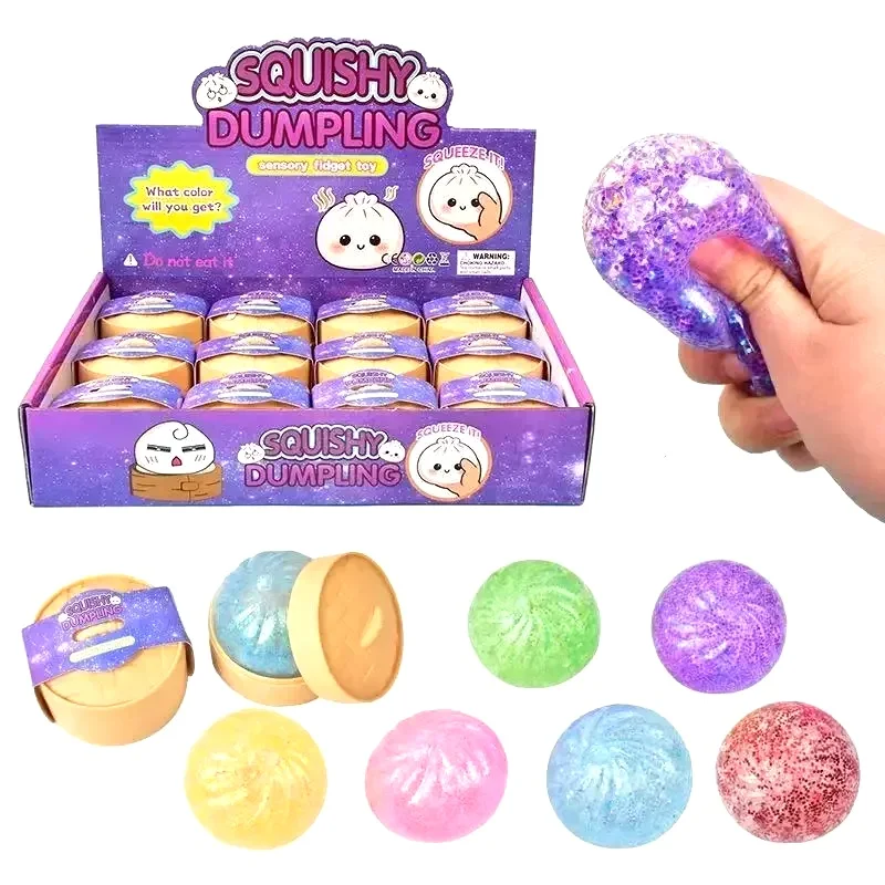 Mini Colorful Glitter Dumpling Release For Stress Balls Simulation Food Squishies Bun Gifts Colored Bun Shaped Venting Ball