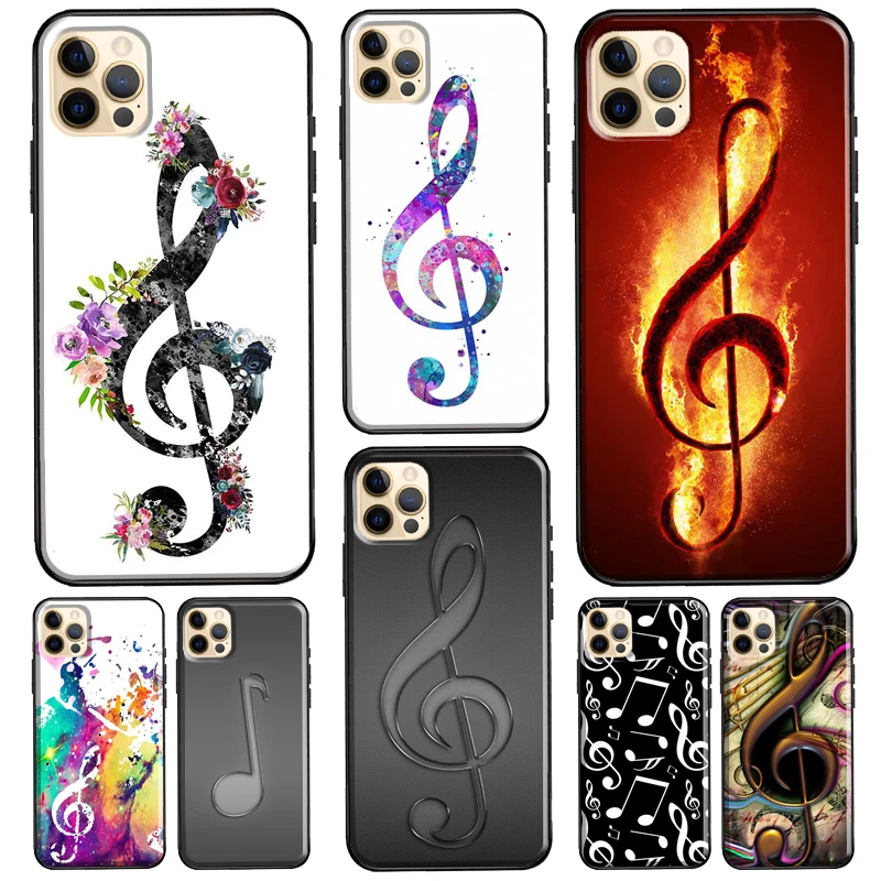 Treble Clef Music Note Soft TPU Cover For iPhone 13 12 Mini 11 14 Pro Max XS 6S 7 8 Plus 5S SE 2020 X XR Phone Case