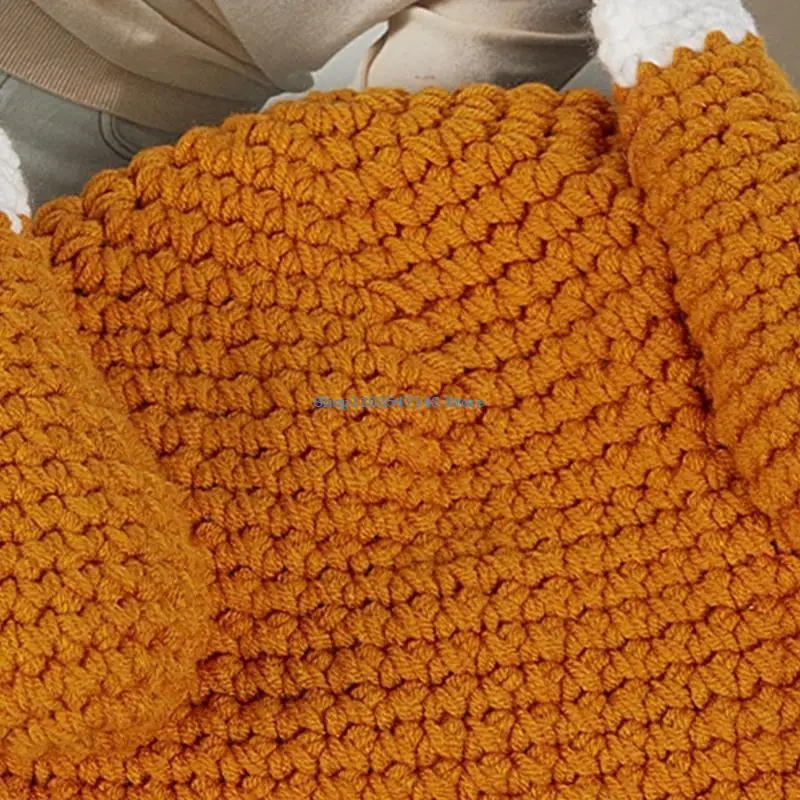 P88B Unique Pattern Ears Hat Labels Knitted Hat Comfortable Winter Hat Minimalists