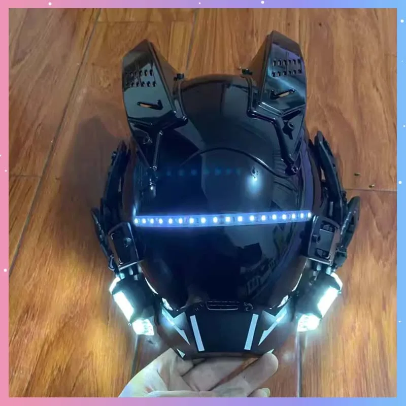 

Cyber Punk Mask Cosplay Costumes Samurai Dread Mask Helmet Special Forces Cool Mask With LED Light Halloween Party Bar Props