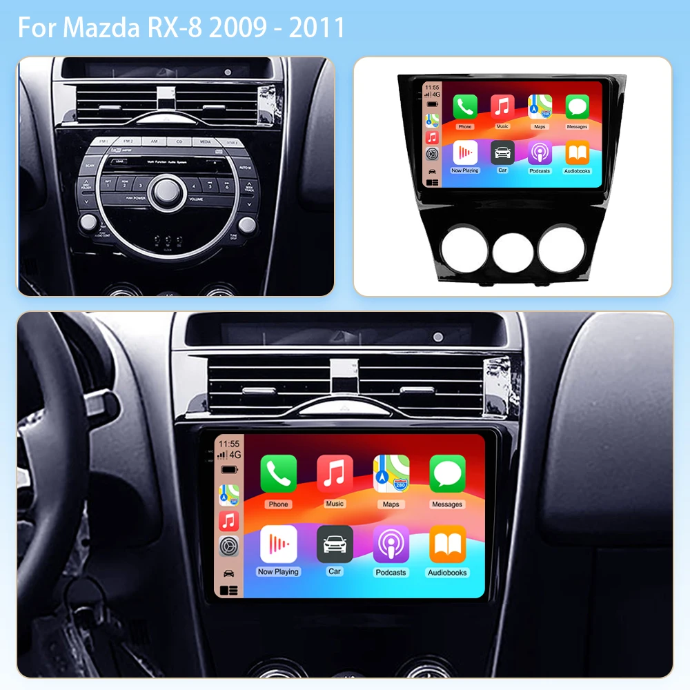 Android 16 2K Incell Screen Multimedia Stereo For Mazda RX-8 RX 8 RX8 SE 2003 - 2021 High-performance CPU Plug and Play Dash Cam