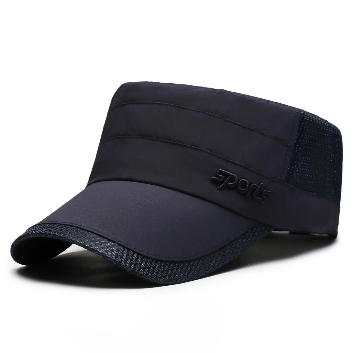 Schnelltrocknender Sonnenschutzhut für Frühling/Sommer, leichte, atmungsaktive Mesh-Baseballkappe, lässiger, flacher Militärstil-Modehut – Detail 16