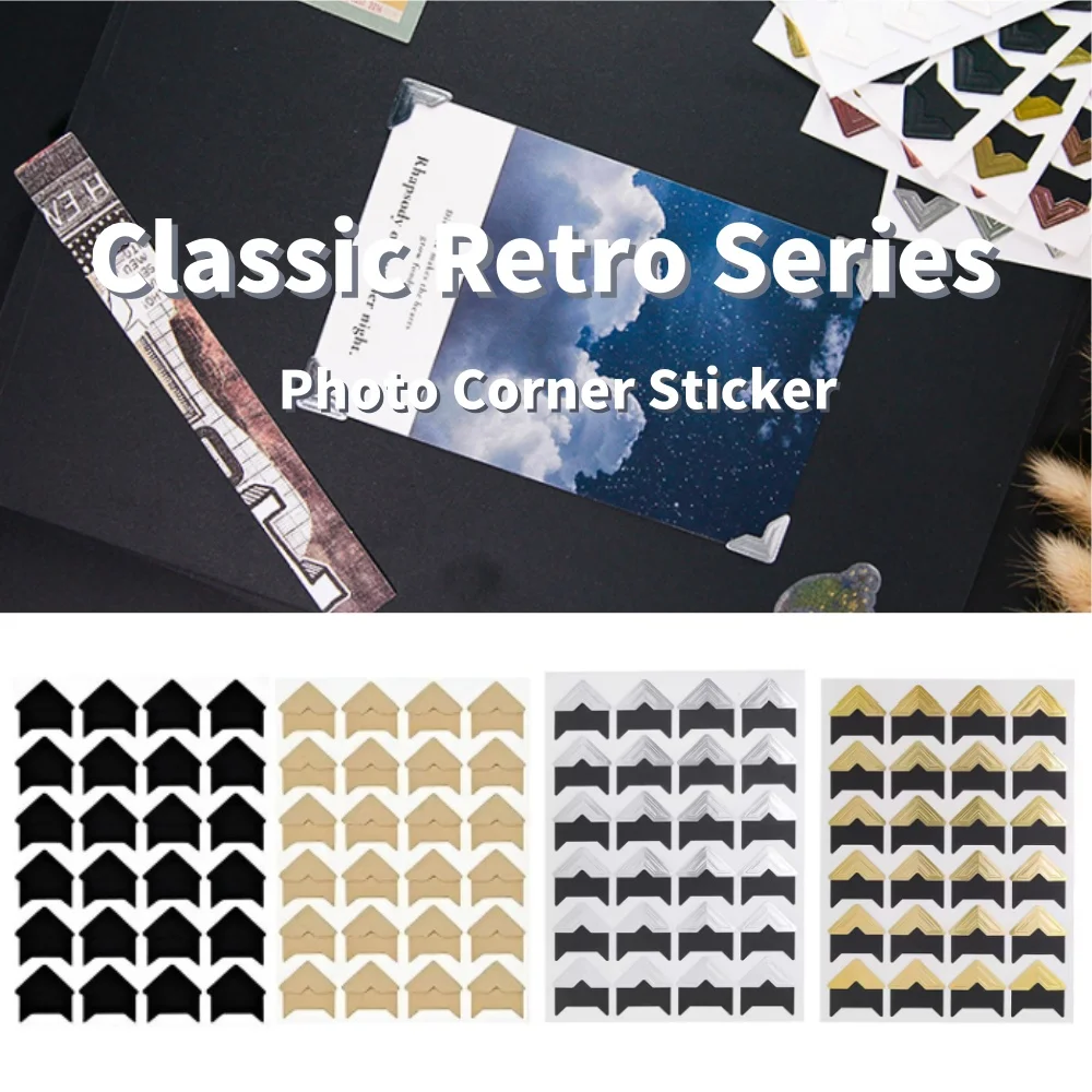 120 stks/partij (5 vellen) DIY Vintage Hoek kraftpapier Stickers voor Fotoalbums Frame Decoratie Scrapbooking
