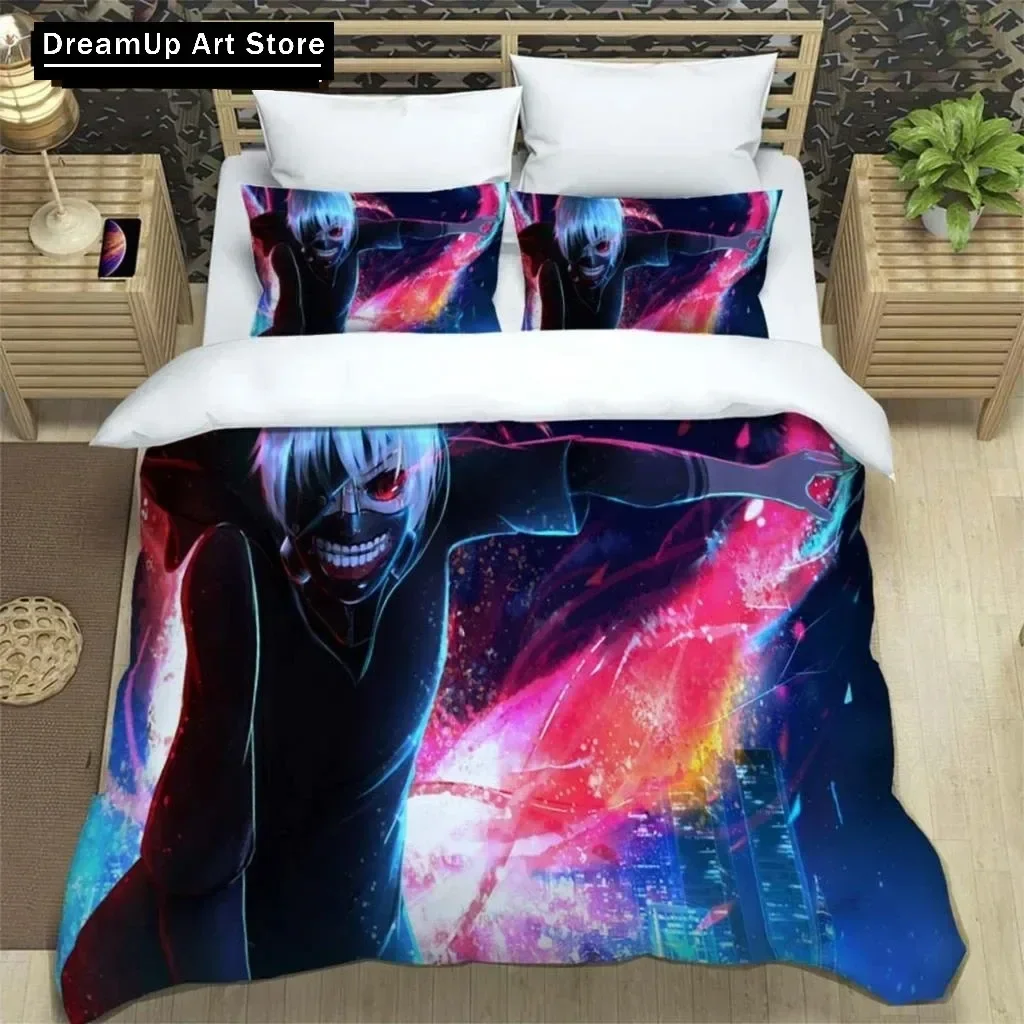 2026 Japanese Fashion Anime Tokyo Ghoul Digital Printing Polyester Bedding Set For Boys And Girls, Youth Bedding Set, Couple Gif