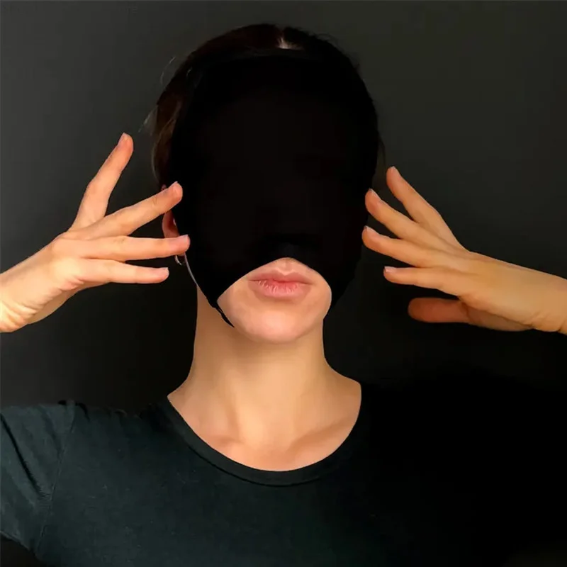 Black Single‑Sided Fleece Half‑Enclosed Face Cover Exposed‑Eye Opening Adjustable Ear Fasteners Adult Role‑play Prop Accessory