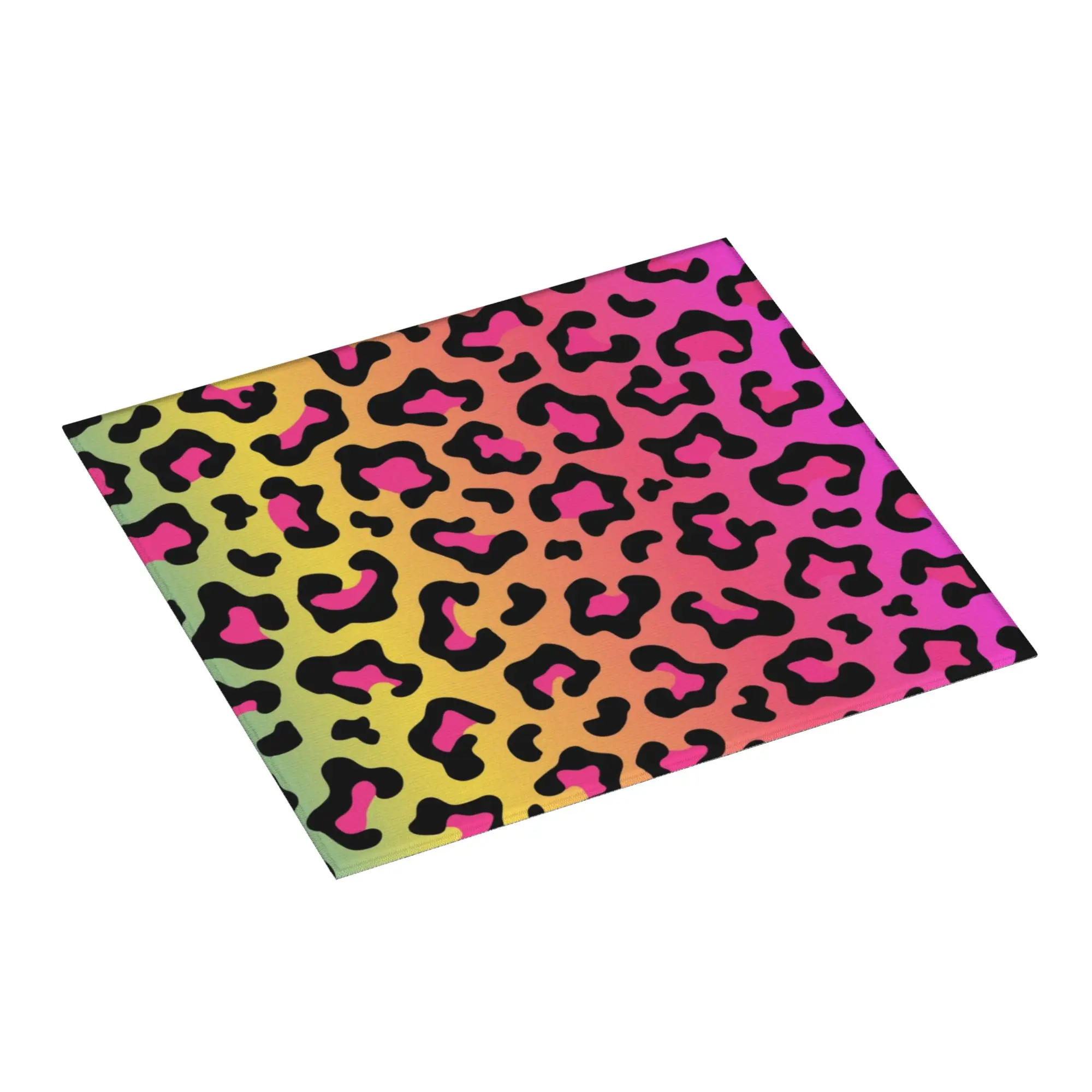 Rainbow Leopard Animal Print Non‑Slip Waterproof Absorbent Barware Tableware Oil Proof Reusable  Bathroom Drying Mat For Kitchen