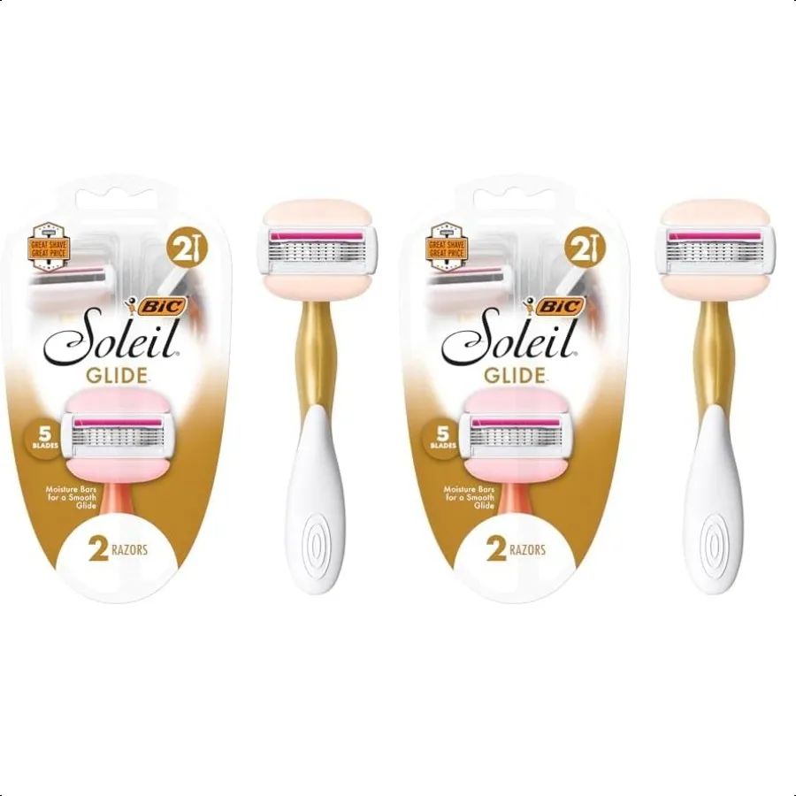 

BIC Soleil Glide Disposable Razors for Women 5 Blades With Shea Butter Moisture Strip For a Smooth Glide 2 Piece Razor Set Pack