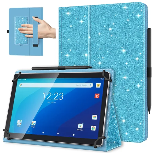 Imagen 1 del producto Funda Universal para tableta Android de 10,1 pulgadas con lazo para bolígrafo, funda ligera con soporte plegable y correa de mano para todas las tabletas de 9 a 11 pulgadas