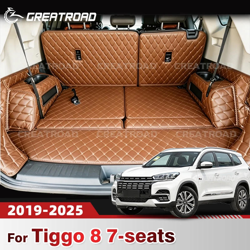 

GREATROAD Для Chery Tiggo 8 (7-местный) 2019-2025: Автомобильный коврик в багажник с полным покрытием, защитный вкладыш, аксессуары для интерьера