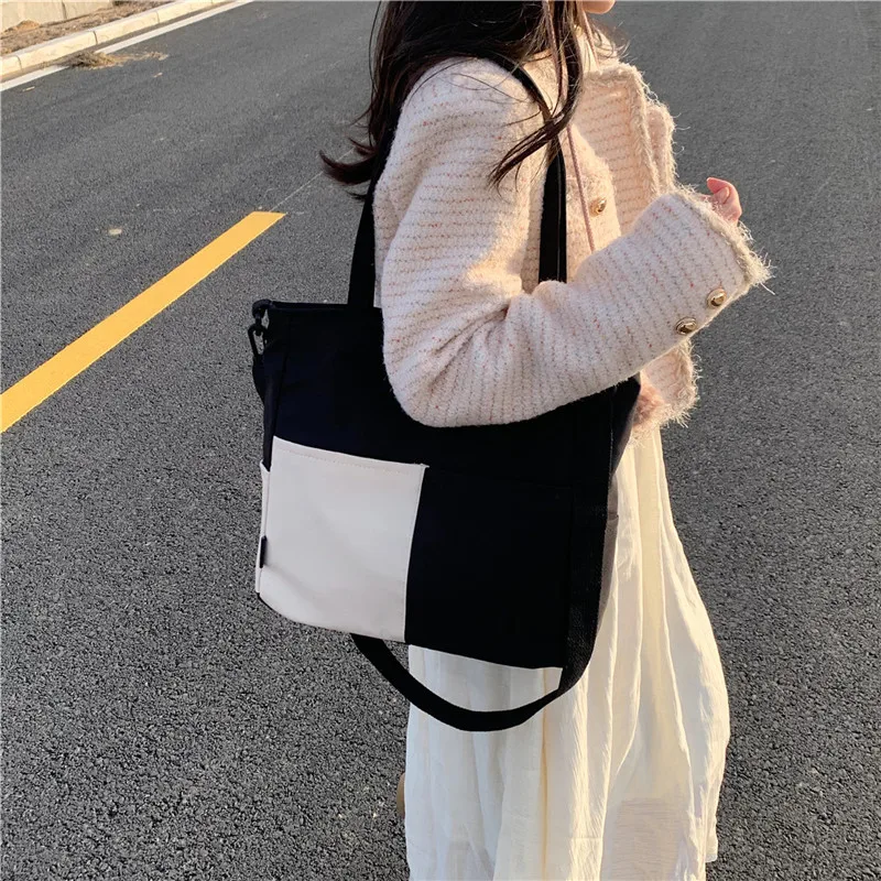 Canvas Large Capacity Storage Bag Fashionable Shoulder Bag Simple Casual Commuter Shopping All-match New Tote Purses and Handbag