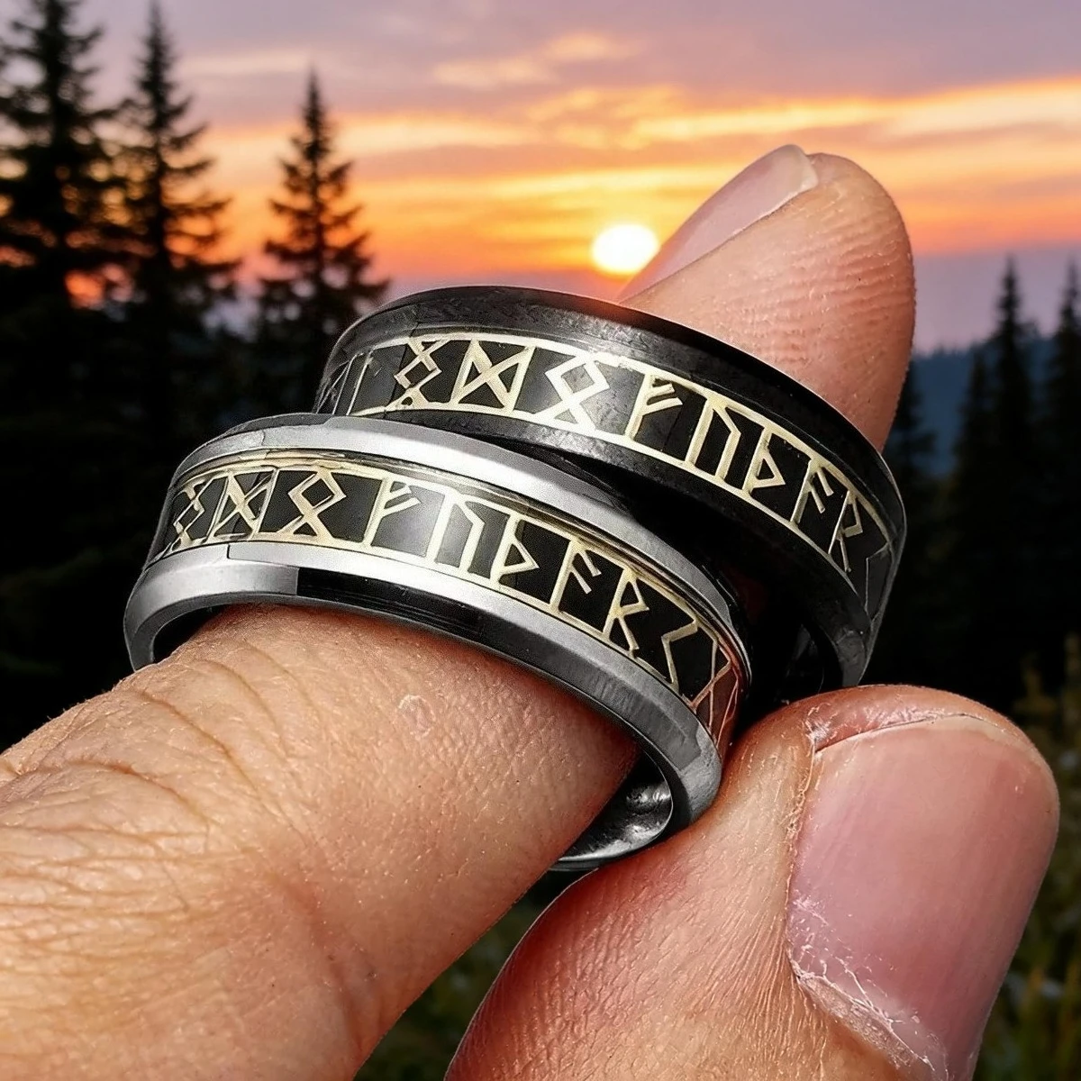 Vintage Fashion Newtown - Viking Elder Futhark Rune Band Ring
