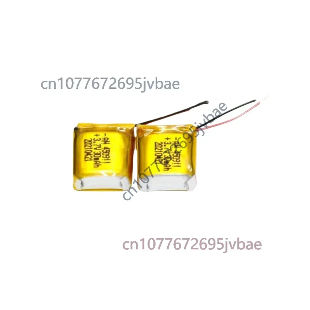 450911 3.7V 30mAh Folded Tab Lipo Battery Rechargeable Polymer Cell for TWS Earbuds Hearing Aids Mini Beauty Instrument