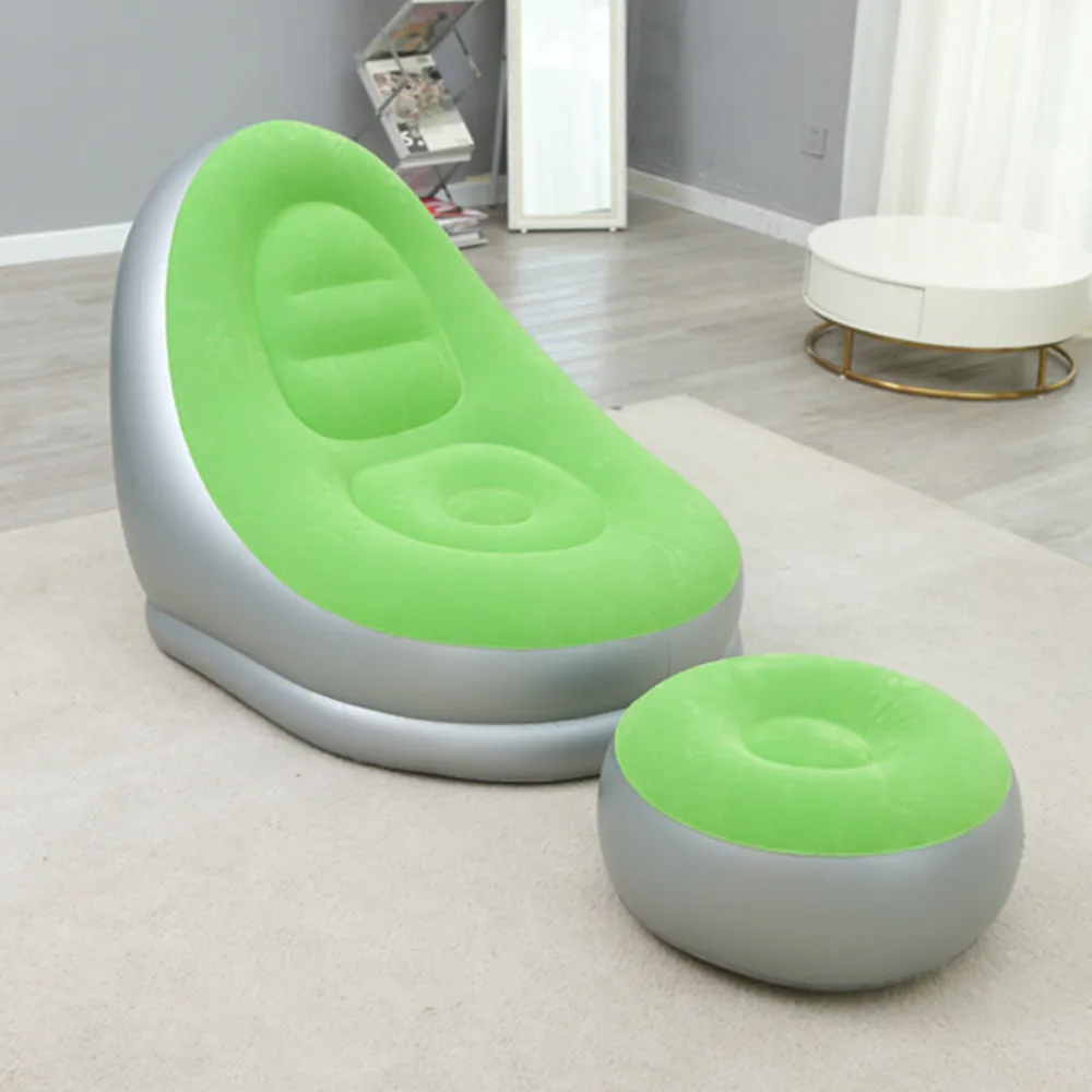 Folding PVC chair lazy bed with ottoman inflatable sofa