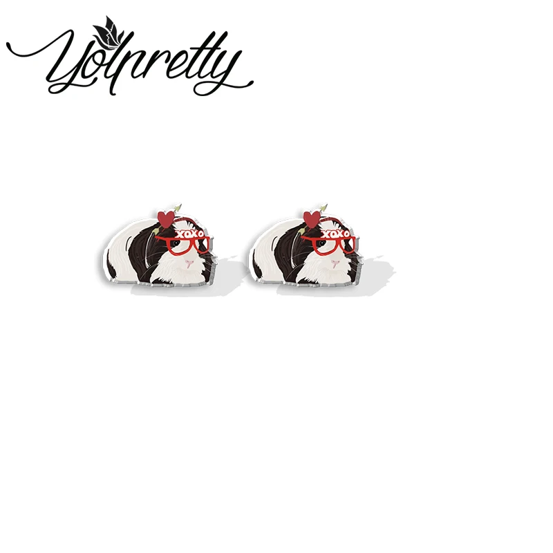 2023 Cartoon Guinea Pig Music Stars Acrylic Stud Earrings Resin Epoxy Ear Fashion Jewelry Earrings for Women Girls