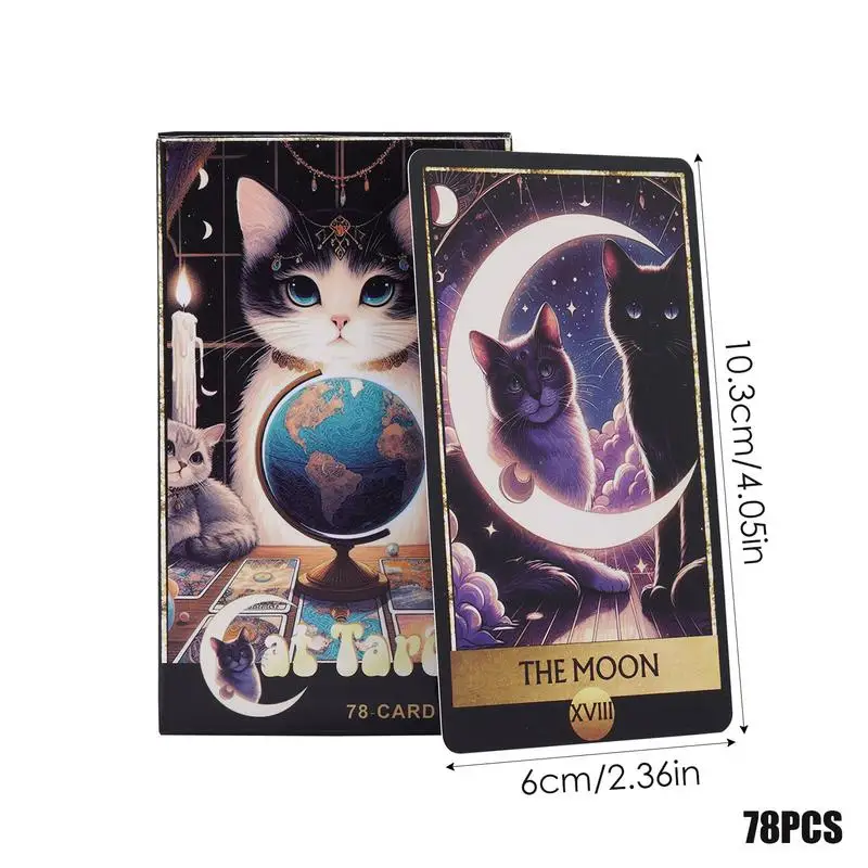 Cat Tarot Games 78pcs English Version Tarot Oracle Deck Clear Printed Wiccan Supplies Tarot Games For Parties Friends Gathering