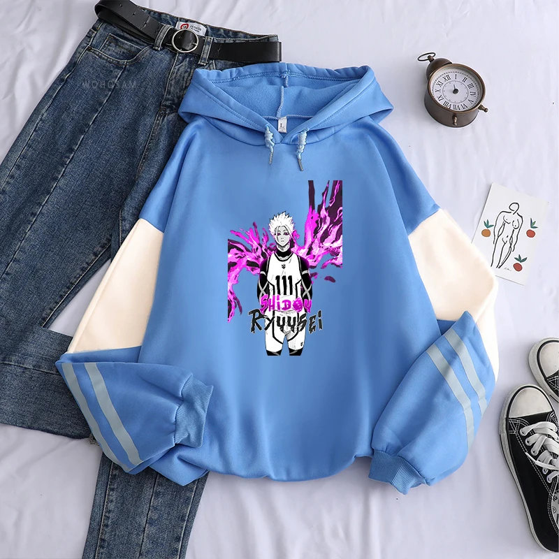 Ryuusei Shidou Graphic Print Hoodies Anime Blue Lock Clothing Men Women Patchwork Comfortable Sweatshirts Winter Fall Pullover