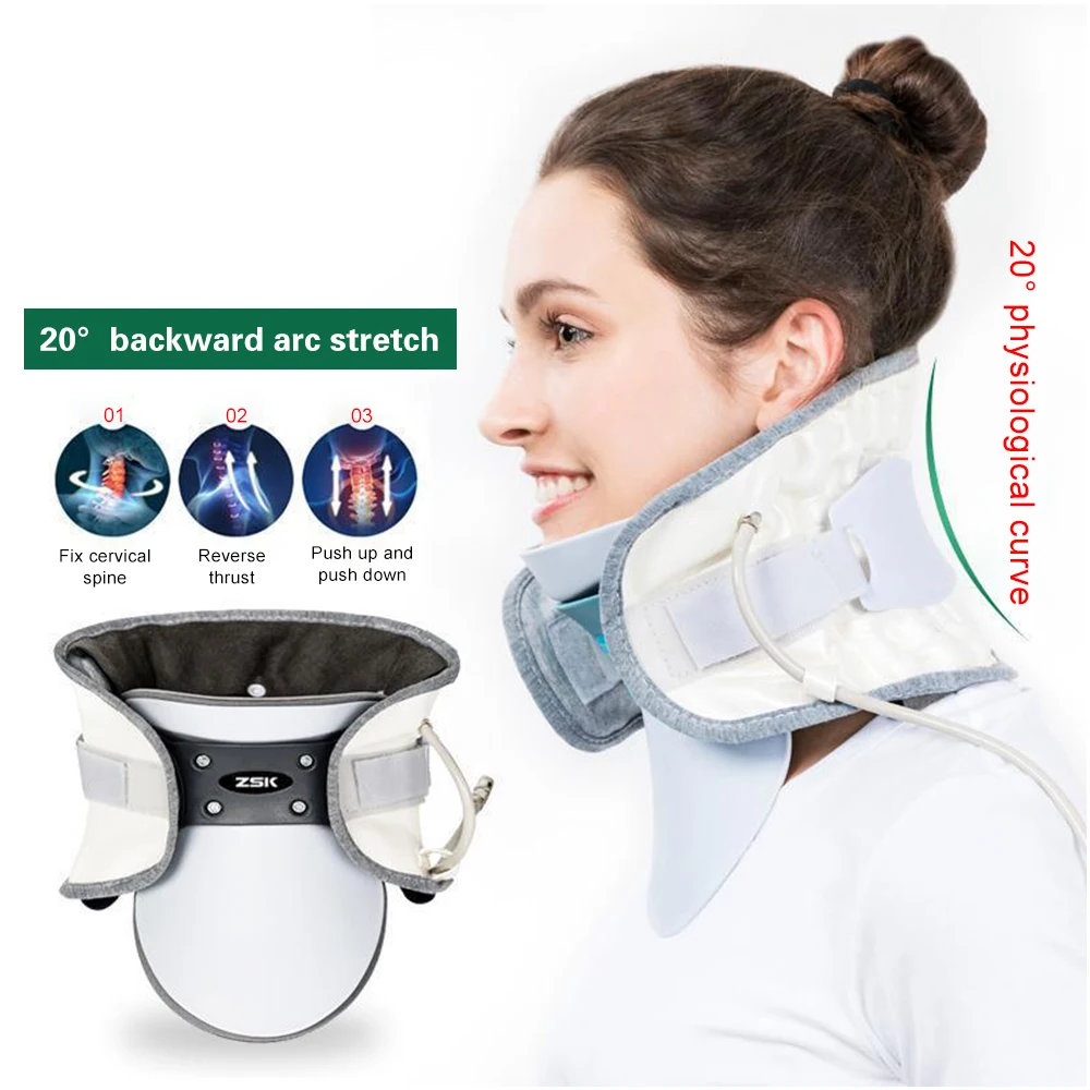 Neck Hot Compress Cervical Vertebra Tractor Inflatable Neck Traction Device Support Stretcher Posture Corrector Cervical Collar