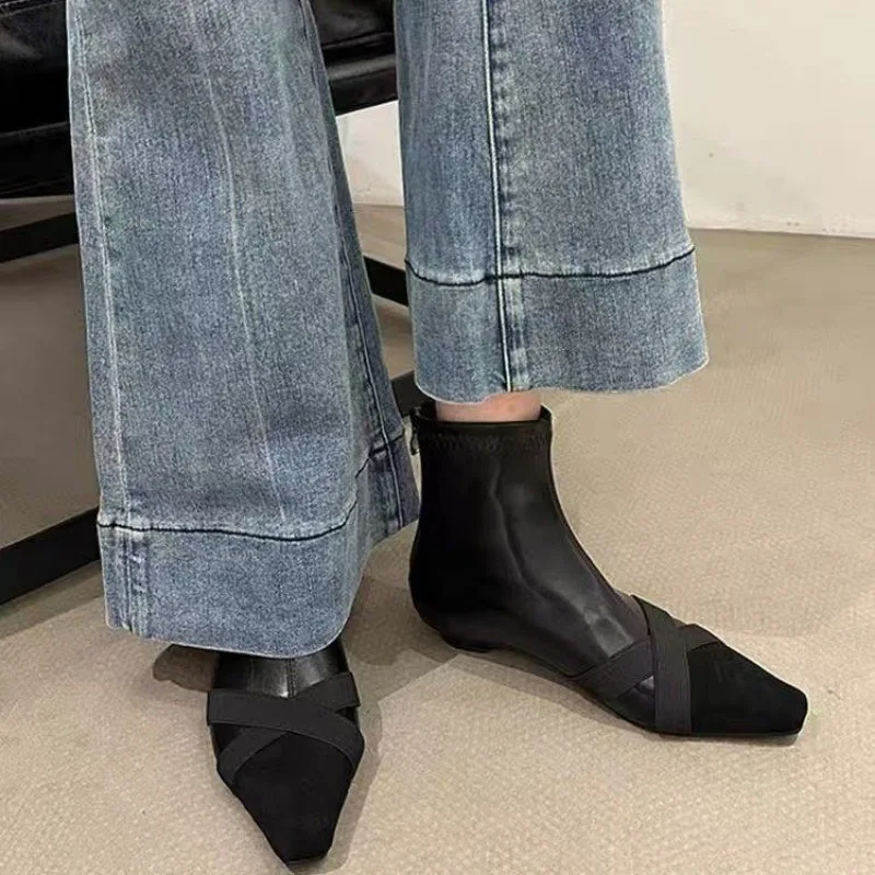 2025 novas mulheres de leopardo botas de tornozelo apontou toe couro chelsea saltos sapatos mulher tendência inverno goth sexy gladiador botas de mujer