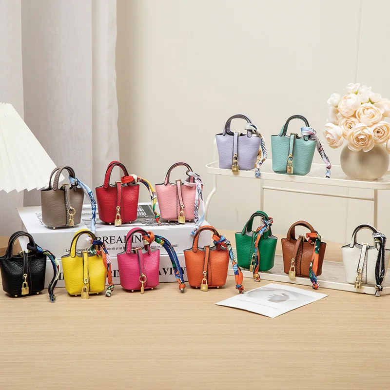 New Mini House Small Bag Leather Handheld Portable Hand Rope Bluetooth Earphone Bag Zero Wallet Multi Functional Small Bag