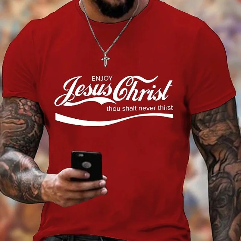 

Fashion Jesus Christ English Letter 3D Printed Men's Short Sleeve T-shirt Summer Casual Loose O-neck Tee Street Harajuku Man Top