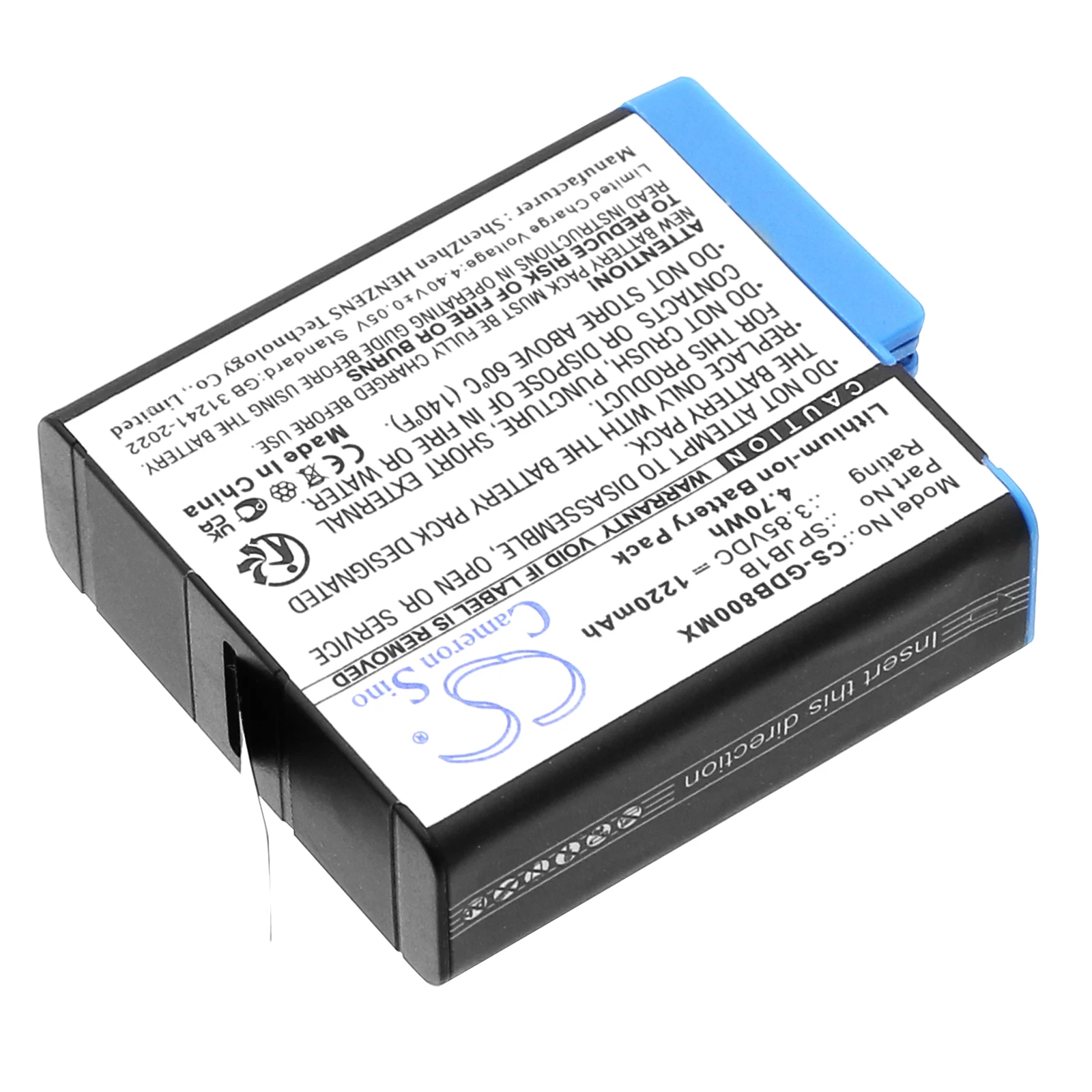 Camera Battery Cameron Sino for GoPro Hero 8 Black ，7 ，6，5 ，HD8.01，8， 7 White