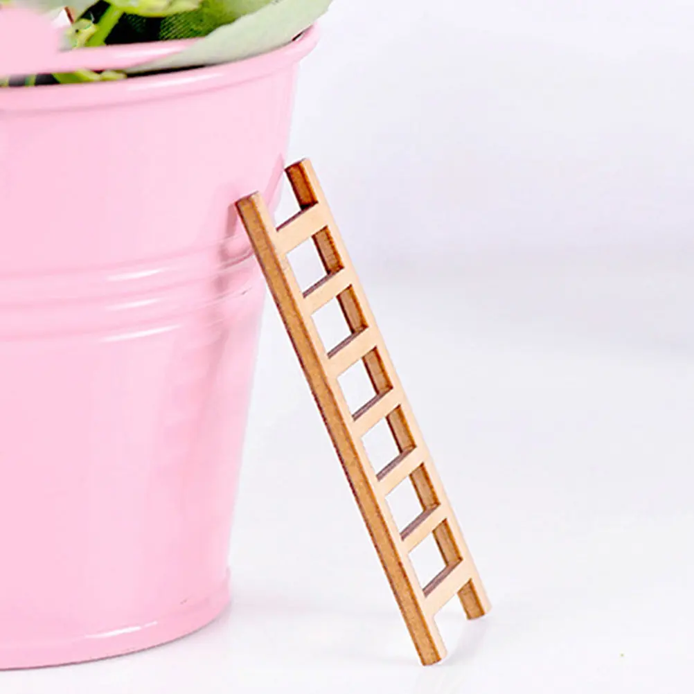 

20Pcs Miniature Wooden Ladders for Dollhouse Diorama DIY Micro Landscape Decor Unfinished Natural Wood Mini House Accessories