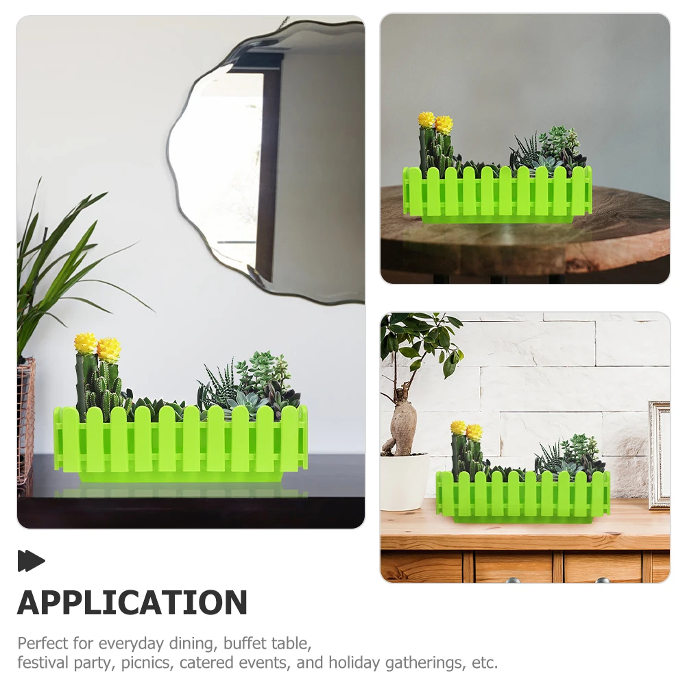 

2 Pcs Green Plants Flower Pot Fence Decorative Plastic House Pots Window Planter