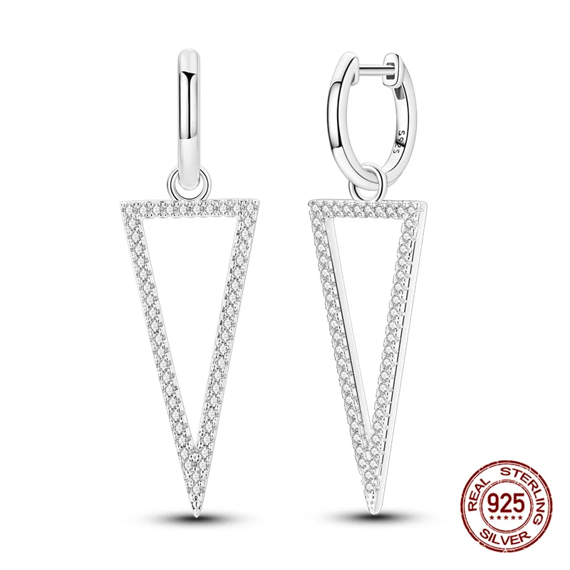 Original 925 Sterling Silver Hoop Earrings, Luxury Design