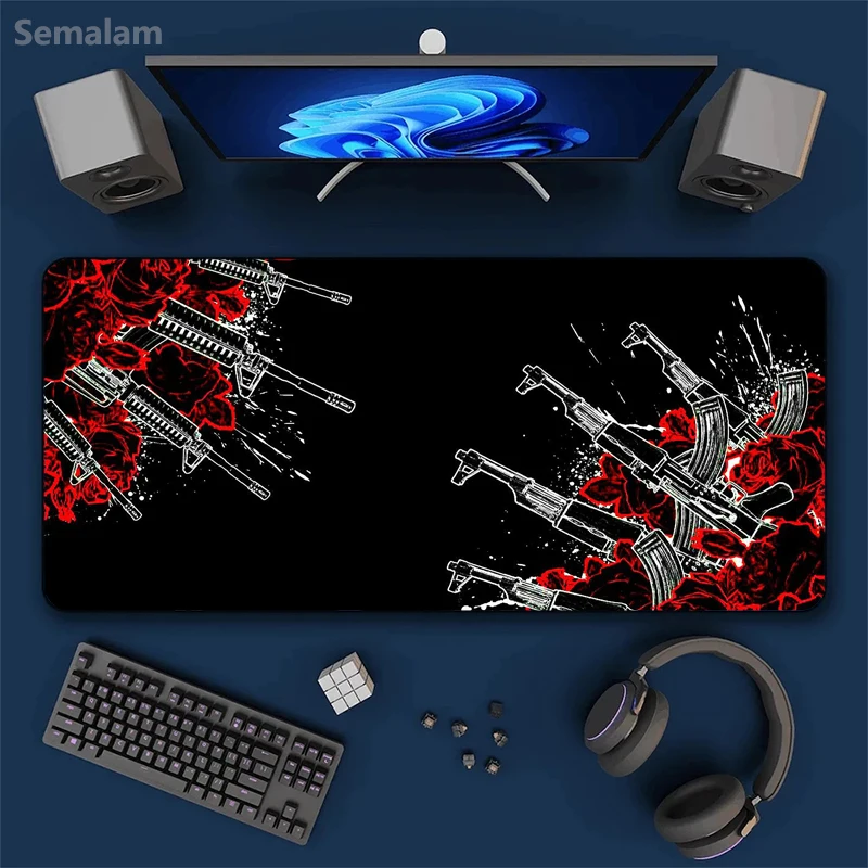 

Rose and The Gun Gaming Mouse Pad PC Desk Mat Non-slip Rubber Base Precise Seam Washable and Durable Pads for Games and Office
