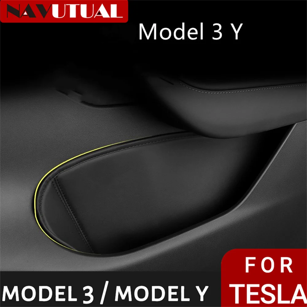 

For Tesla Model 3 Y 2020 - 2023 Car Door Cup PU Mat Gate Slot Pad Storage Box Mat Door Side Organizer Accessories 4Pcs/Set