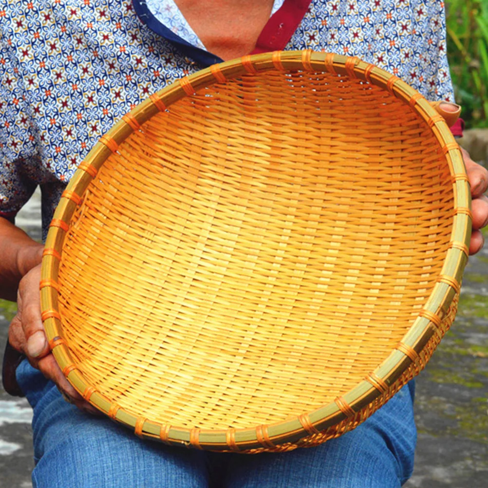 

Bamboo Dustpan Storage Food Woven Baskets Kitchen Tray Container Bread for Household Purposes Snack
