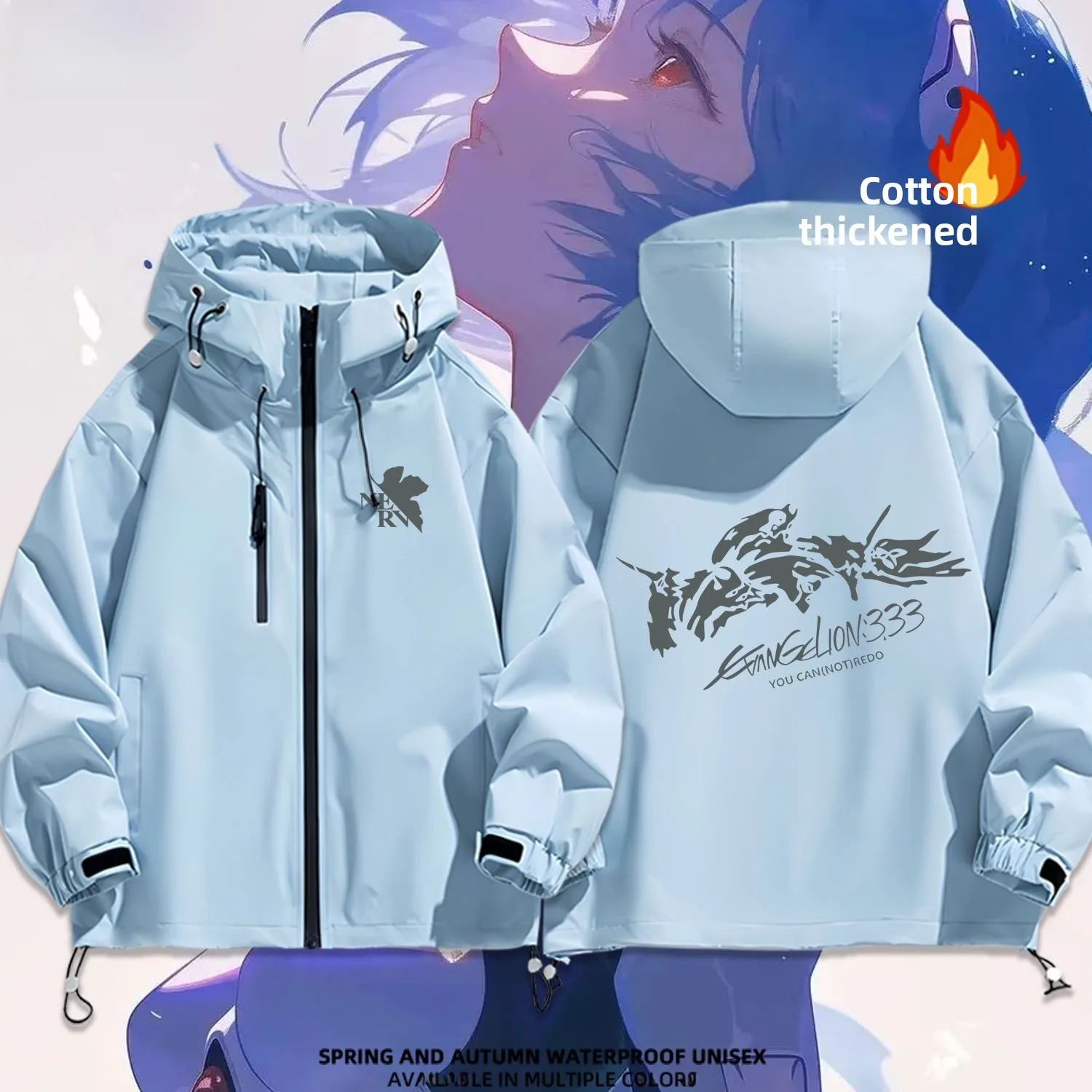 

ex EVA Collaborative Rurik Hat Thiened Cotton Jaet Hooded Raincoat Youth Casual Sle Outdoor Wear Waterproof